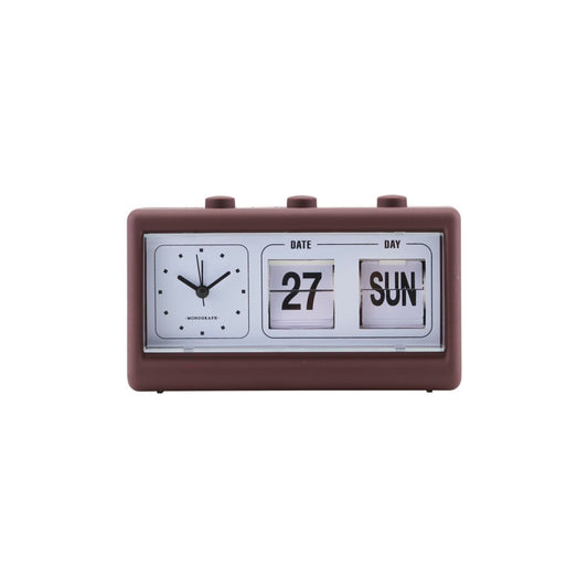 Clock, Retro, Burgundy/Brown